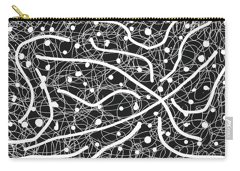 Original Line Drawing Zip Pouch featuring the drawing Remixed Cosmic Vision by Susan Schanerman