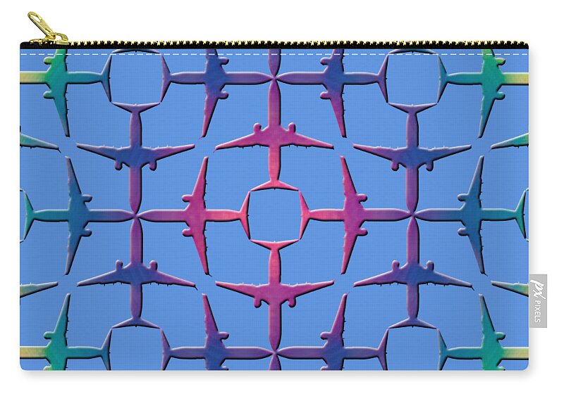 Airplane Zip Pouch featuring the digital art Repeating Abstract Airplane Pattern by John Haldane