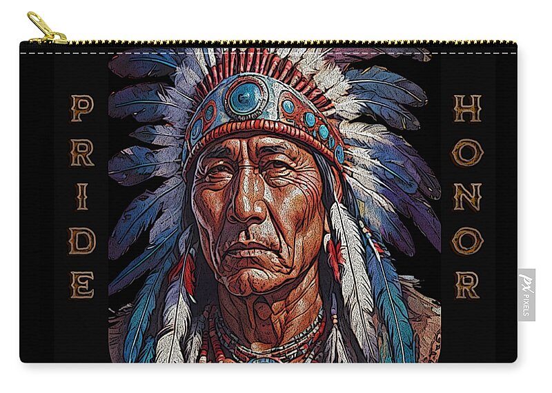 Native America Zip Pouch featuring the digital art Respect the land by DSE Graphics