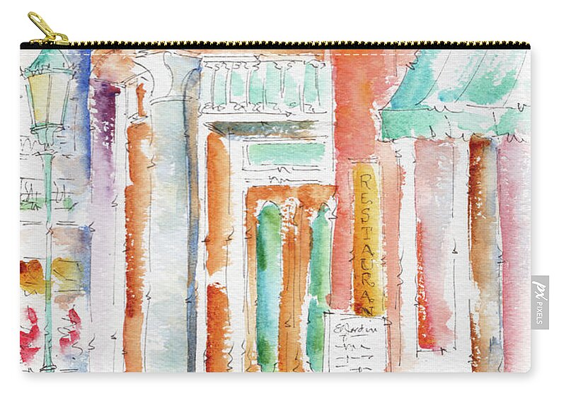 Impressionism Zip Pouch featuring the painting Restaurant el Jardin Malaga by Pat Katz