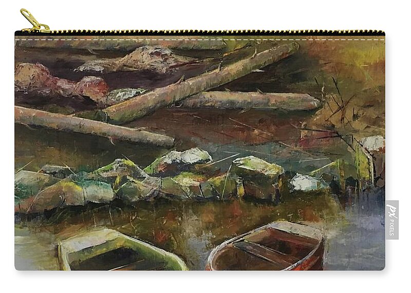 Landscape Zip Pouch featuring the painting Resting afternoon by Maria Karlosak