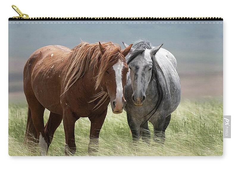 Wild Horses Zip Pouch featuring the photograph Resting Together by Mary Hone