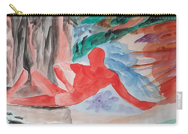 Masterpiece Paintings Zip Pouch featuring the painting Resting Warrior by Enrico Garff