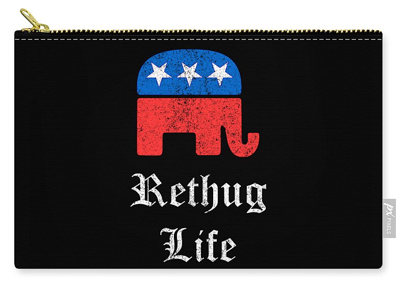 Funny Zip Pouch featuring the digital art Rethug Life Retro by Flippin Sweet Gear