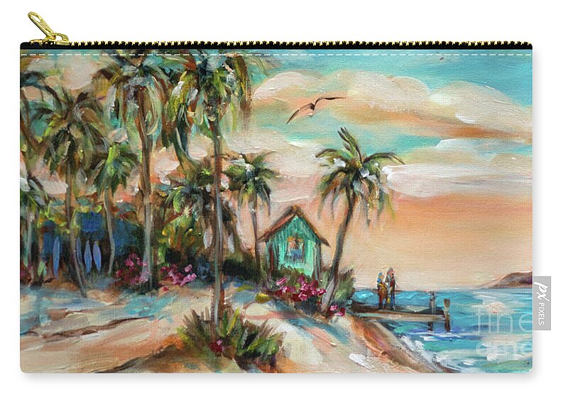 Ocean Zip Pouch featuring the painting Retirement Day, Sunset by Linda Olsen