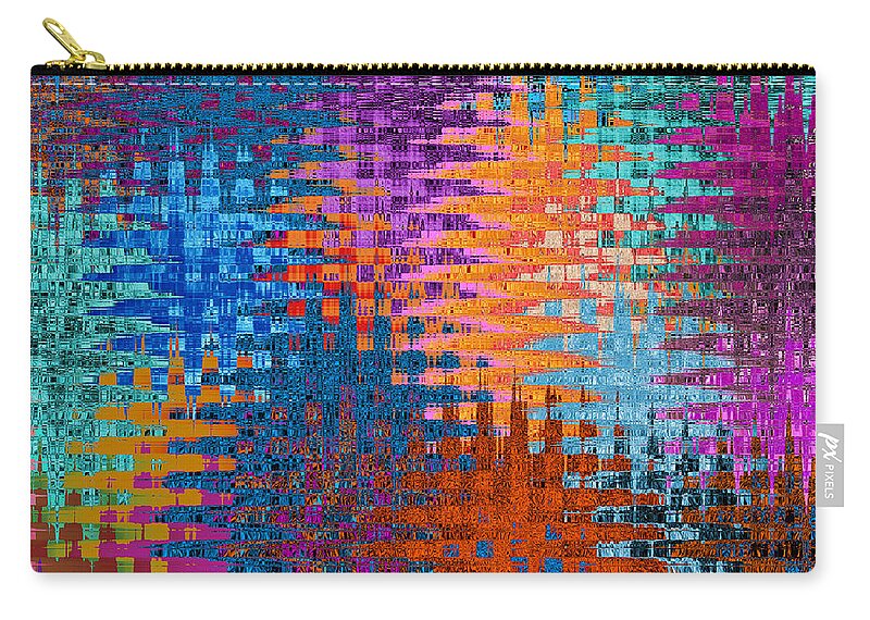Abstract Zip Pouch featuring the digital art Retro 60's - Tweed by Ronald Mills