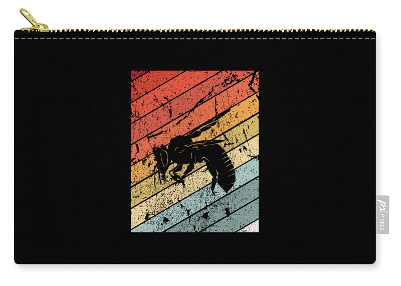 Bee Carry-all Pouch featuring the digital art Retro Bee Wasp Insect Gift by J M