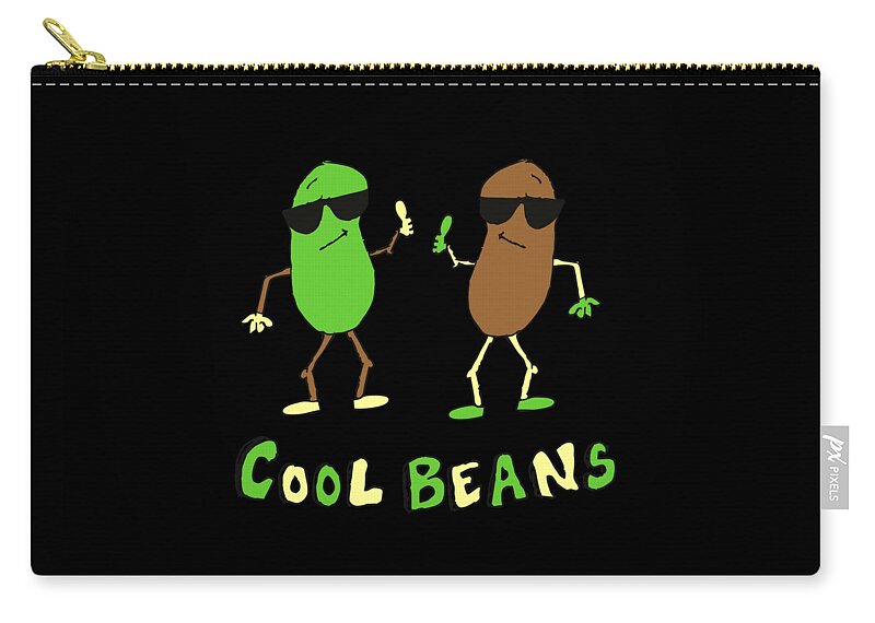 Funny Zip Pouch featuring the digital art Retro Cool Beans by Flippin Sweet Gear