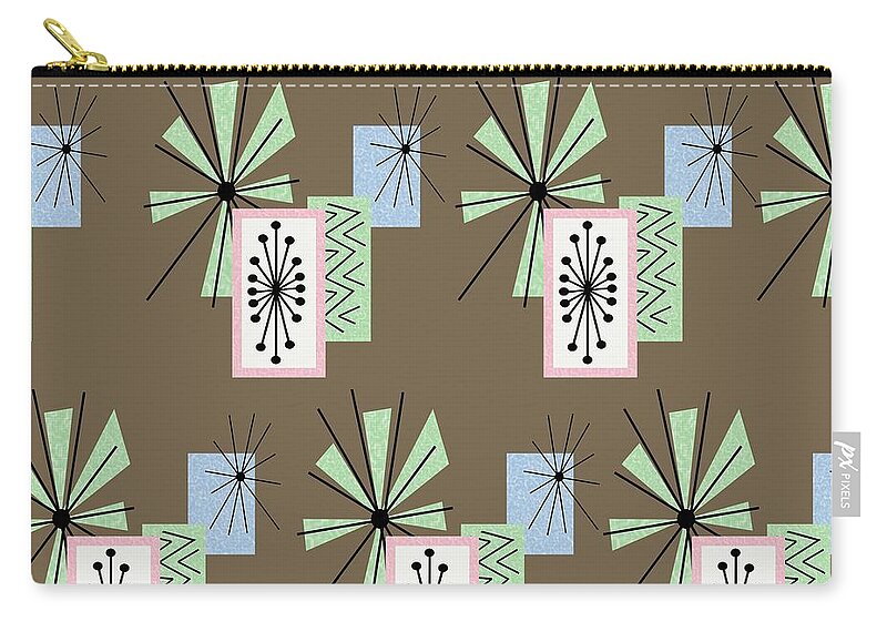 Mid Century Fabric Carry-all Pouch featuring the digital art Retro Fabric Temporama 1 by Donna Mibus