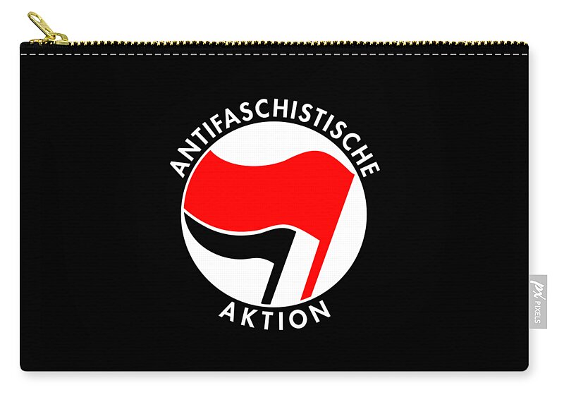 Funny Zip Pouch featuring the digital art Retro Germany Antifaschistische Aktion Anti-Fascist by Flippin Sweet Gear