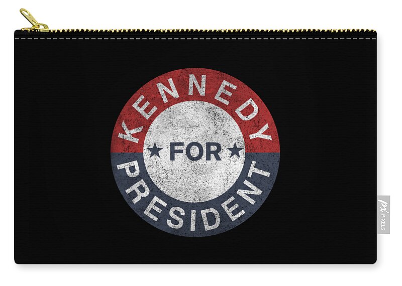 Funny Zip Pouch featuring the digital art Retro JFK Kennedy For President 1960 by Flippin Sweet Gear