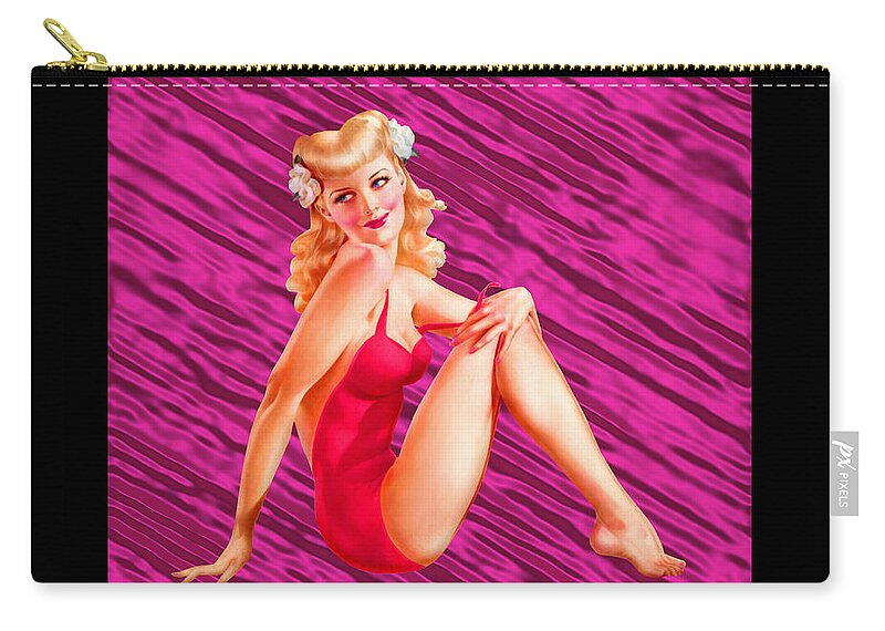 Retro Zip Pouch featuring the digital art Retro Pin Up Girl by Caterina Christakos