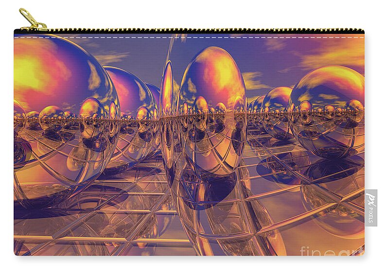 Retro Carry-all Pouch featuring the digital art Retro Pop Art 3D Spheres by Phil Perkins