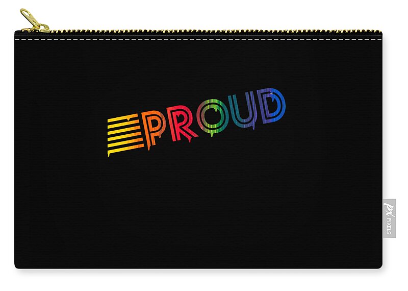 Liquidletterscontest Zip Pouch featuring the digital art Retro Proud Rainbow Gay Pride Dripping Paint by Flippin Sweet Gear
