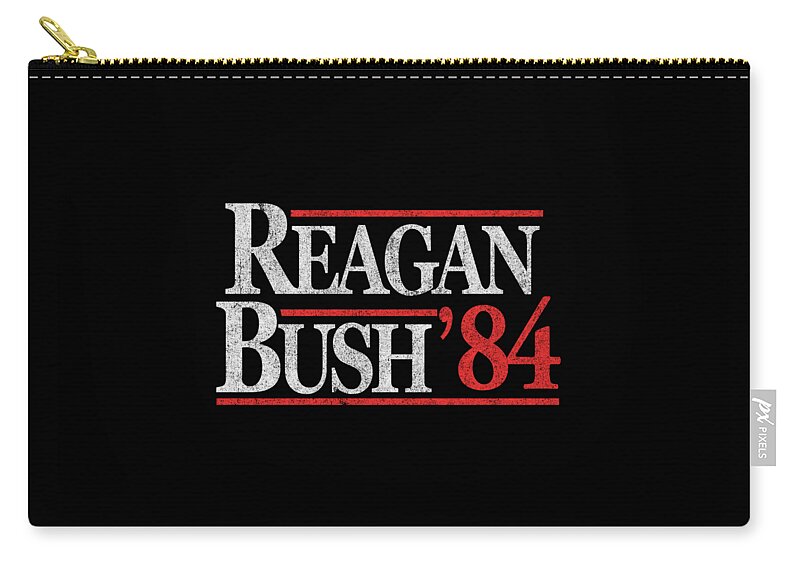 Funny Zip Pouch featuring the digital art Retro Reagan Bush 1984 by Flippin Sweet Gear