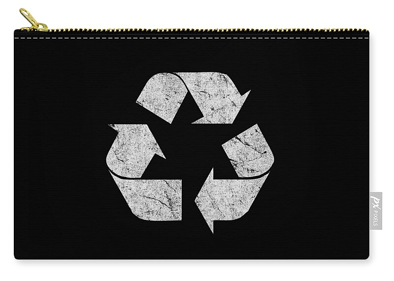 Funny Zip Pouch featuring the digital art Retro Recycle Logo by Flippin Sweet Gear
