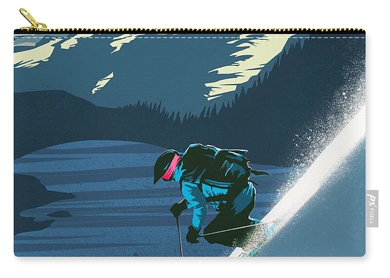 Revelstoke Carry-all Pouch featuring the painting Retro Revelstoke ski poster by Sassan Filsoof