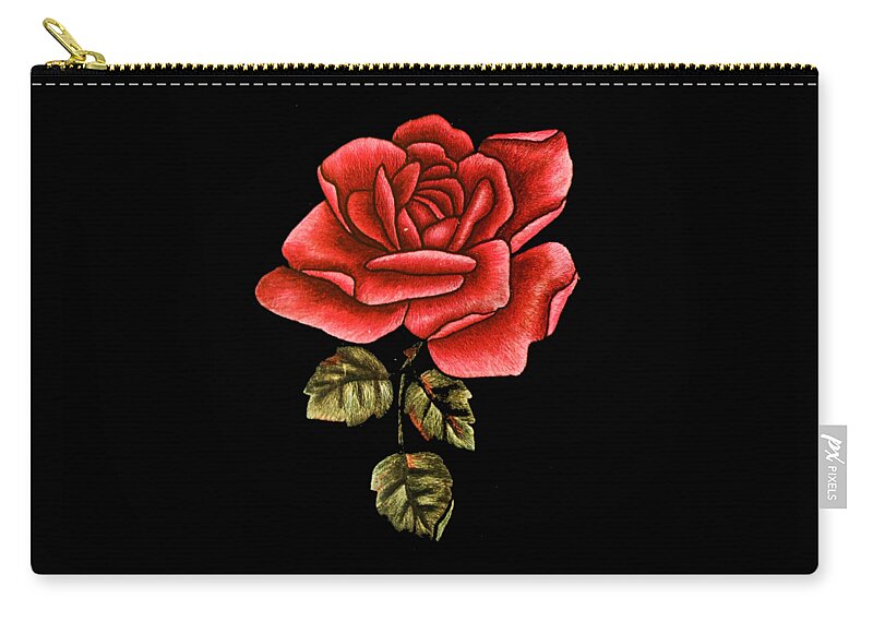 Funny Zip Pouch featuring the digital art Retro Rose by Flippin Sweet Gear