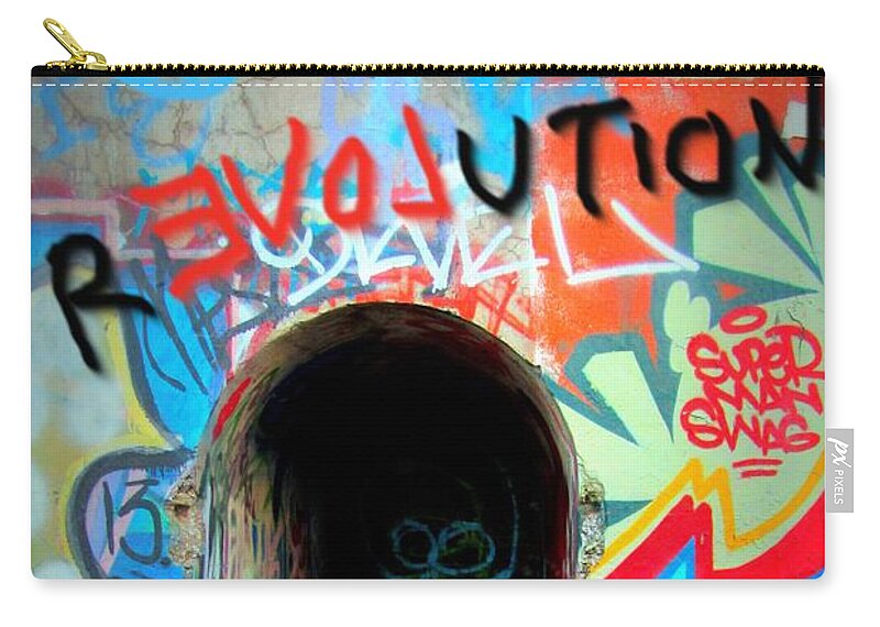 Revolution Zip Pouch featuring the digital art rEVOLution Graffiti by Anita Burgermeister