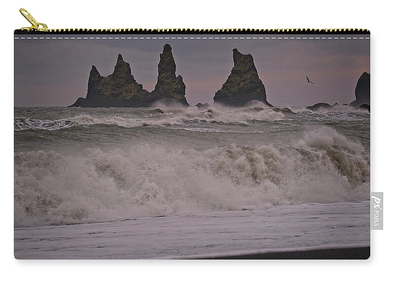 Iceland Zip Pouch featuring the photograph Reynisdrangar at Sunrise by Catherine Reading