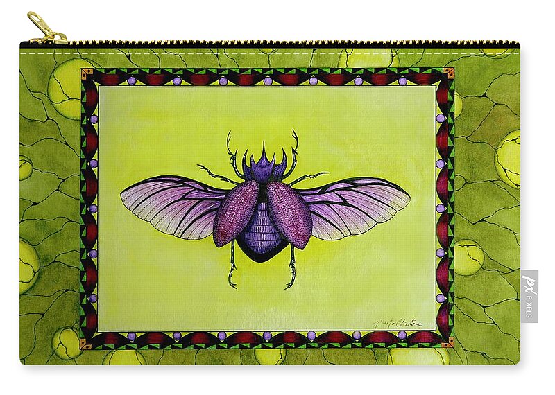 Kim Mcclinton Carry-all Pouch featuring the painting Rhino Beetle Wings by Kim McClinton