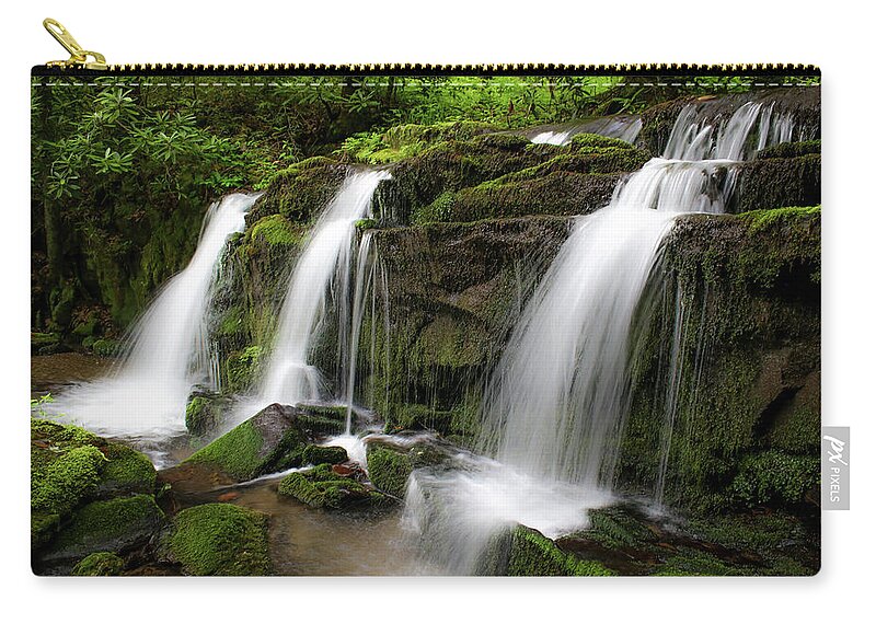 Art Prints Zip Pouch featuring the photograph Rhododendron Creek Waterfall 5 by Nunweiler Photography