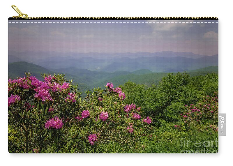 Rhododendron Zip Pouch featuring the photograph Rhododendron in the Blue Ridge Mountains by Shelia Hunt