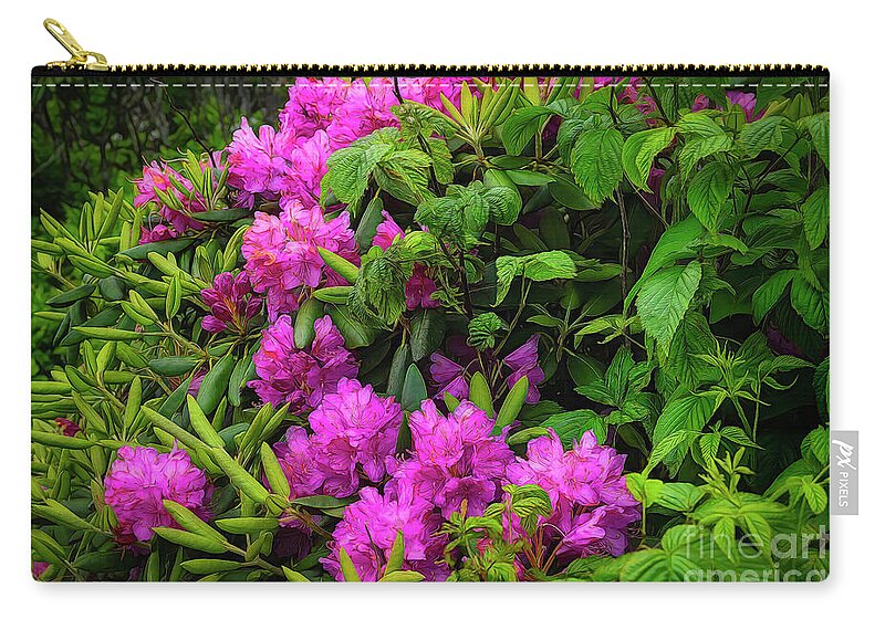 Rhododendron Zip Pouch featuring the photograph Rhododendrons of the Blue Ridge Mountains by Shelia Hunt
