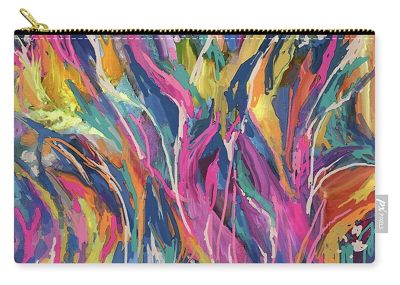 Colorful Abstract Zip Pouch featuring the digital art Rainbow Garden by Jean Batzell Fitzgerald