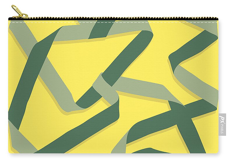 Nikita Coulombe Zip Pouch featuring the painting Ribbon 12 in goldenrod by Nikita Coulombe
