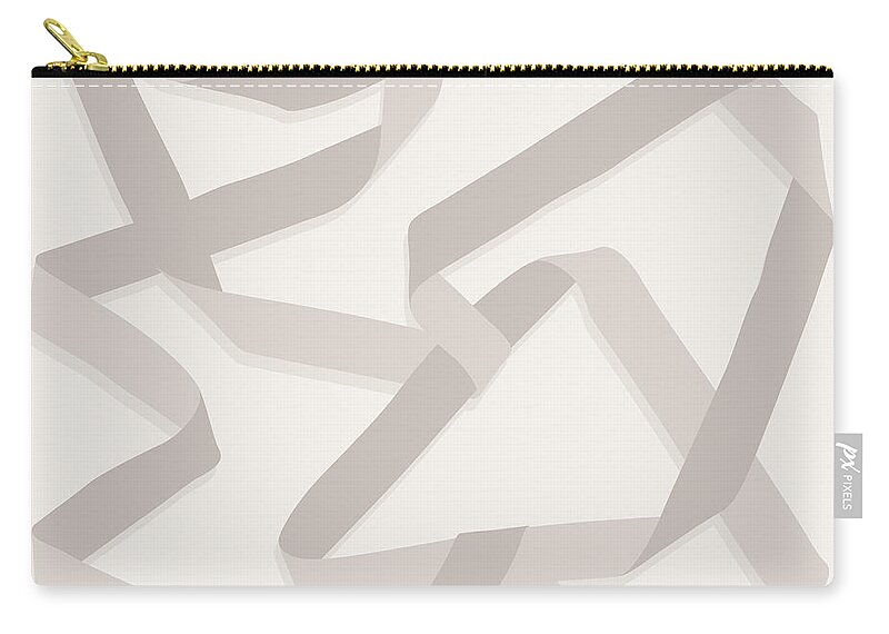 Nikita Coulombe Zip Pouch featuring the painting Ribbon 13 in greige by Nikita Coulombe