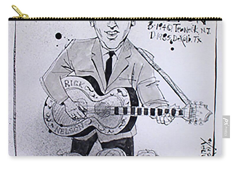  Zip Pouch featuring the drawing Ricky Nelson by Phil Mckenney