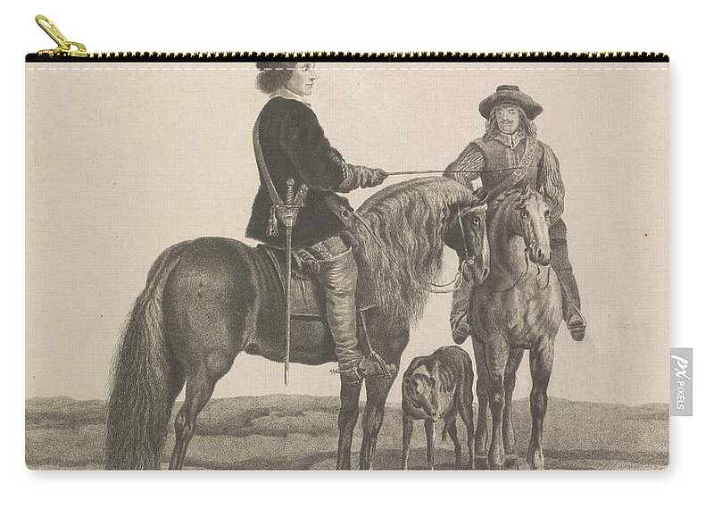 Vintage Zip Pouch featuring the painting Rider portrait of Willem II, Prince of Orange, William Baillie, after Gerard ter Borch by MotionAge Designs