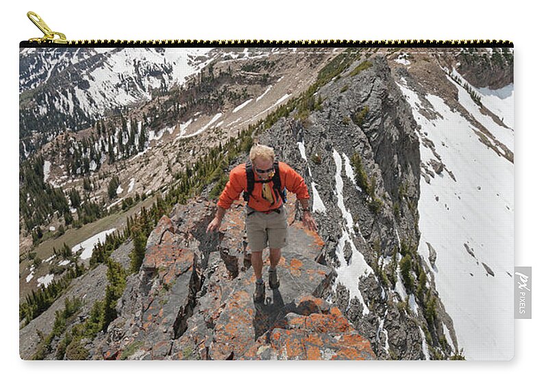 Utah Zip Pouch featuring the photograph Ridge Hiker - Devils Castle - Alta, Utah by Brett Pelletier