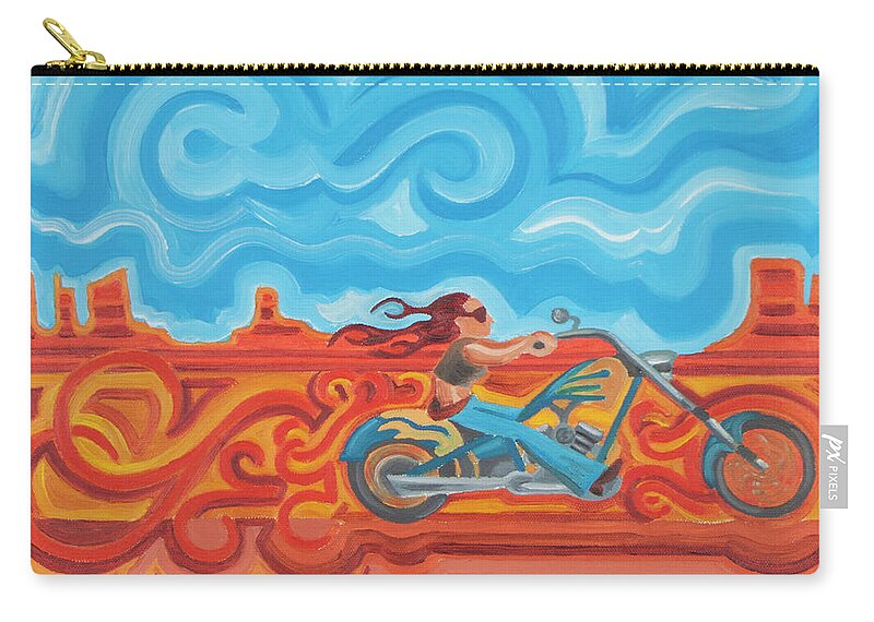 Motorcycle Zip Pouch featuring the painting Ridin' by Katherine Crowley