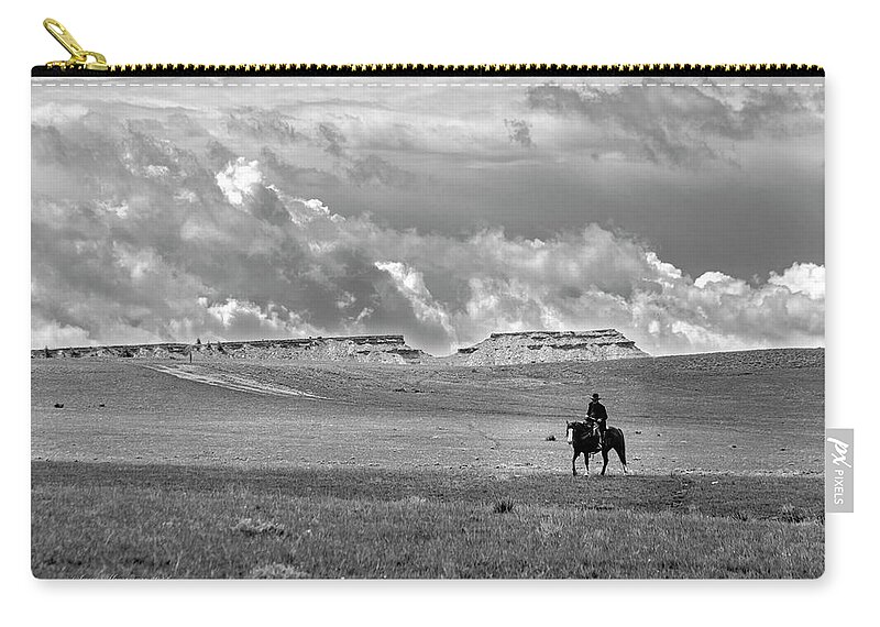 Horse Zip Pouch featuring the photograph Riding on the Prairie by Sam Sherman