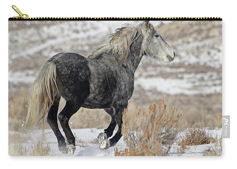 Wild Mustangs Zip Pouch featuring the photograph Rigel on the Run by Mindy Musick King