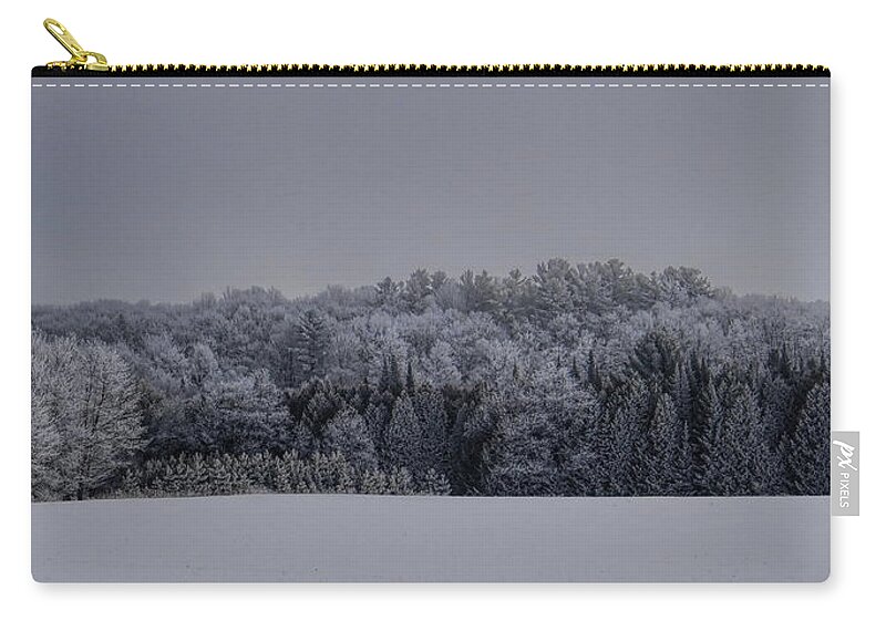 Winter Zip Pouch featuring the photograph Rime Ice Hill by Dale Kauzlaric