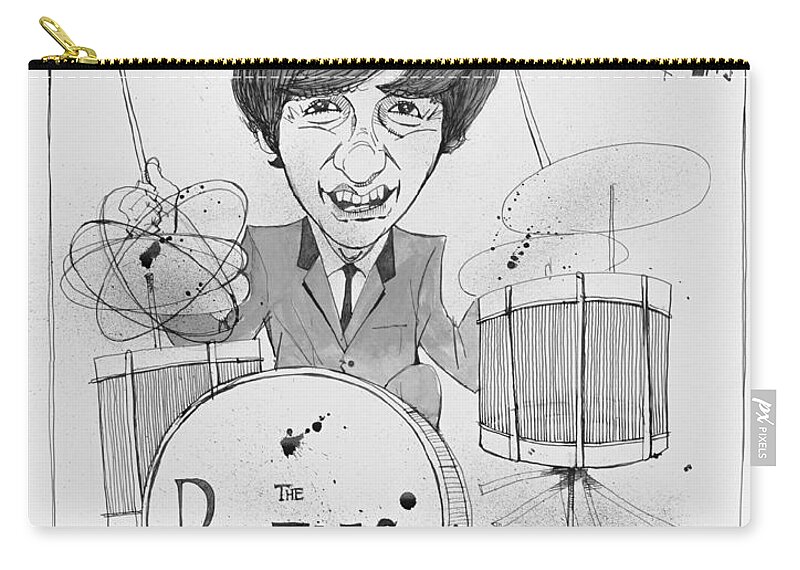  Carry-all Pouch featuring the drawing Ringo Starr by Phil Mckenney