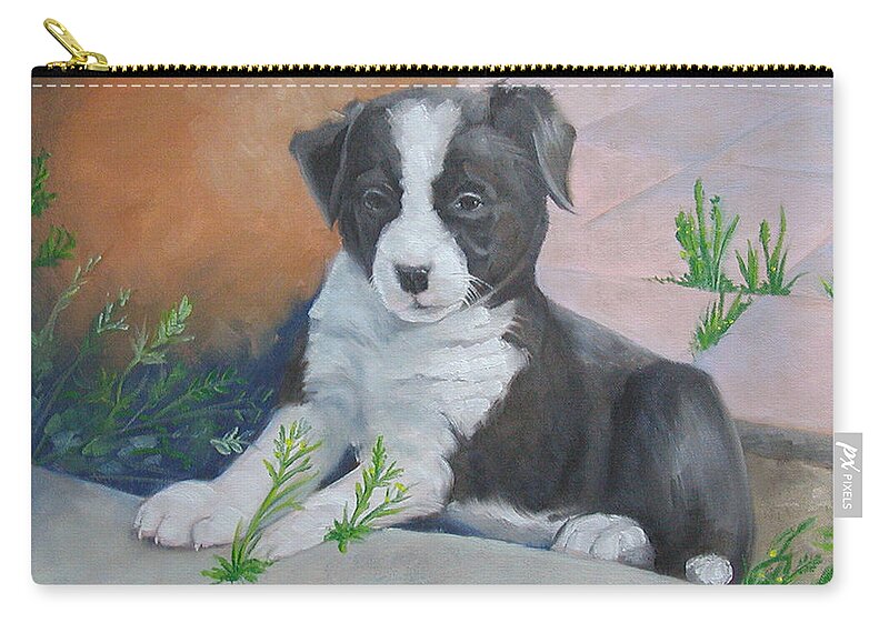 Puppy Zip Pouch featuring the painting Rio by Todd Cooper