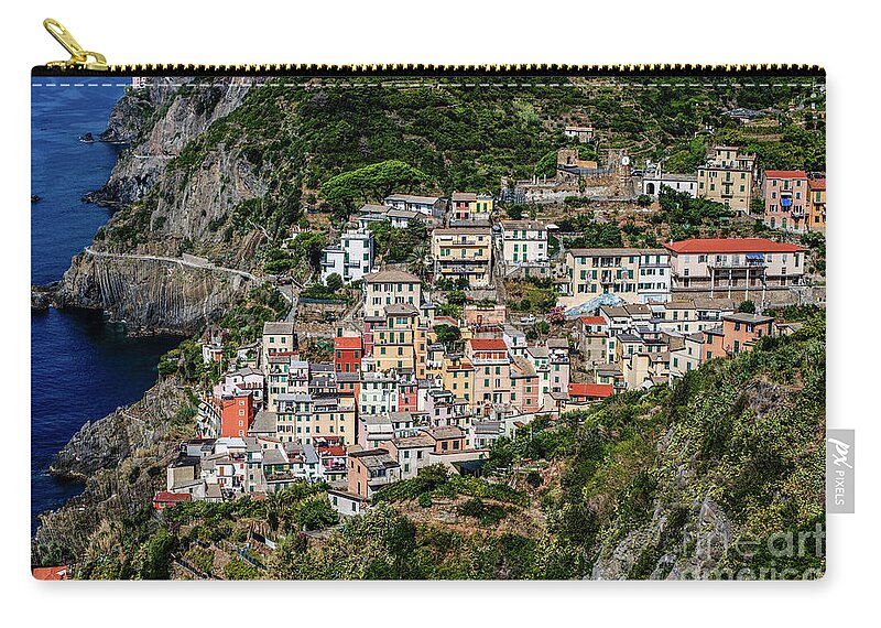 Village Zip Pouch featuring the photograph Riomaggiore, Italy l1 by Daniel Grats