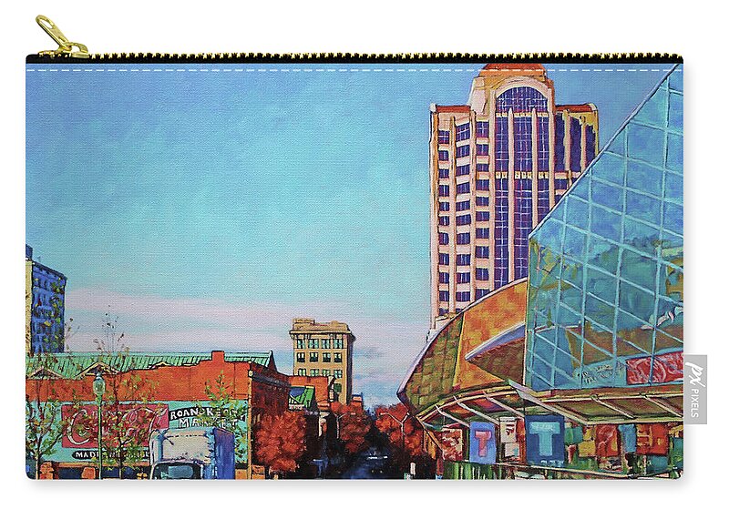 Star City Of The South Zip Pouch featuring the painting Rise and Shine - Roanoke Virginia morning by Bonnie Mason