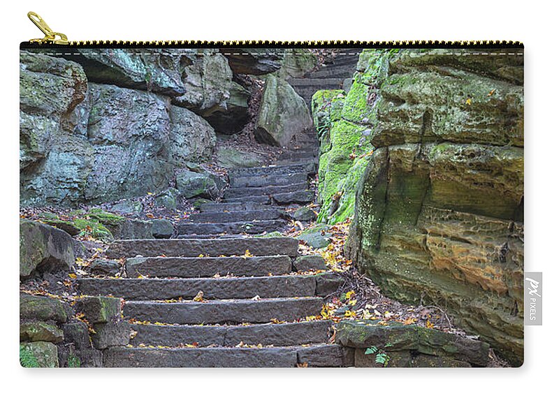 Ritchie Ledges Stairway Zip Pouch featuring the photograph Ritchie Ledges Stairway CVNP by Dale Kincaid