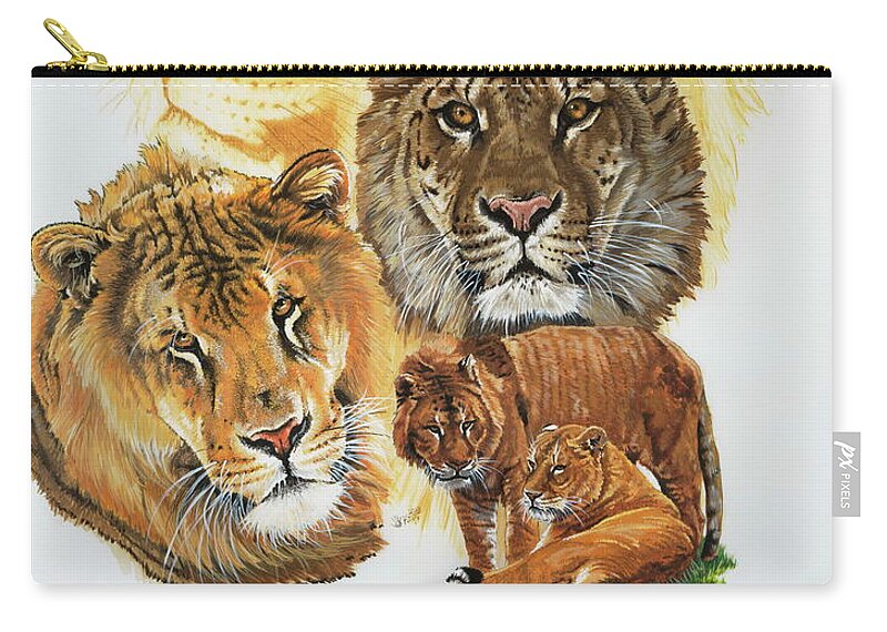 Liger Zip Pouch featuring the mixed media Ritzy by Barbara Keith