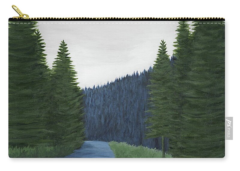Navy Blue Zip Pouch featuring the painting River Bend II by Rachel Elise
