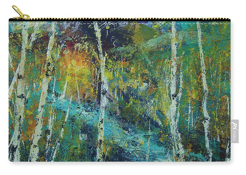 Landscape Zip Pouch featuring the painting River Birch by Jeanette French