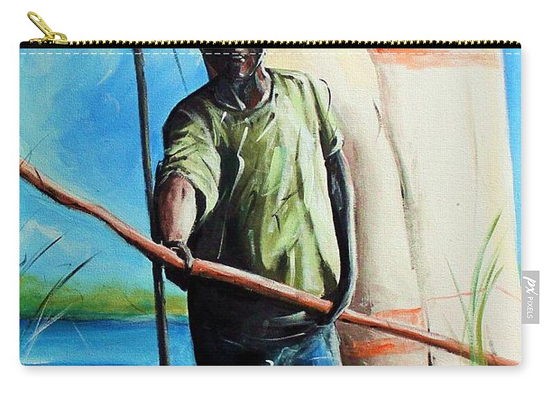 Boy Zip Pouch featuring the painting River Boy by Henry Blackmon