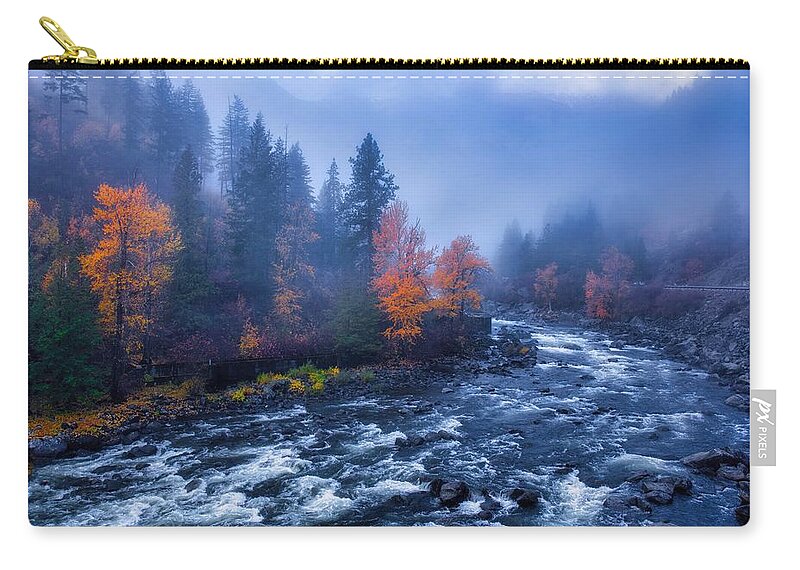 River Fog Zip Pouch featuring the photograph River Fog by Lynn Hopwood