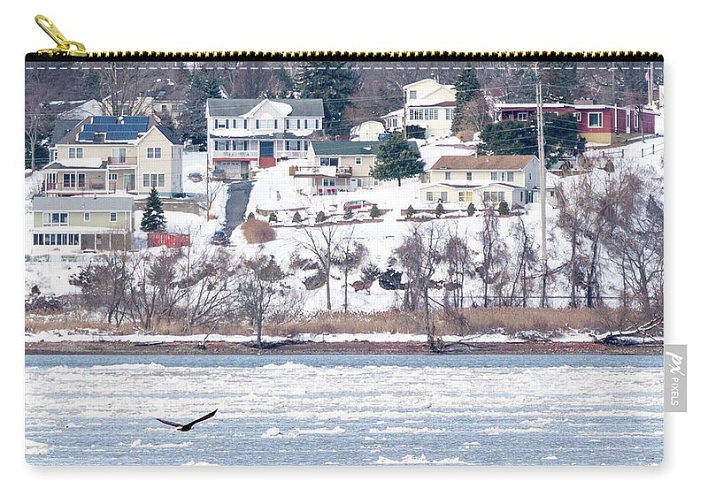 Hudson River Zip Pouch featuring the photograph River Ice by Kevin Suttlehan