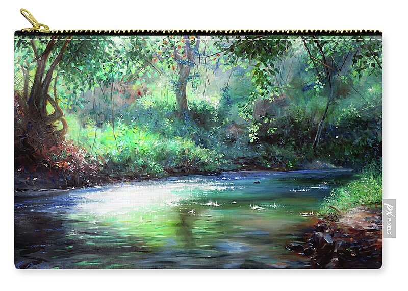 River Zip Pouch featuring the painting River by Jonathan Guy-Gladding JAG